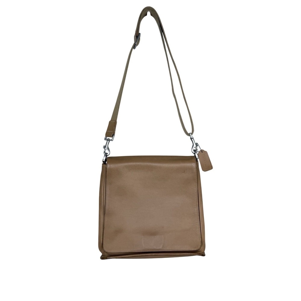 Vintage COACH Tan LEATHER Messenger Bag Saddle Crossbody 9431 METRO FLAP